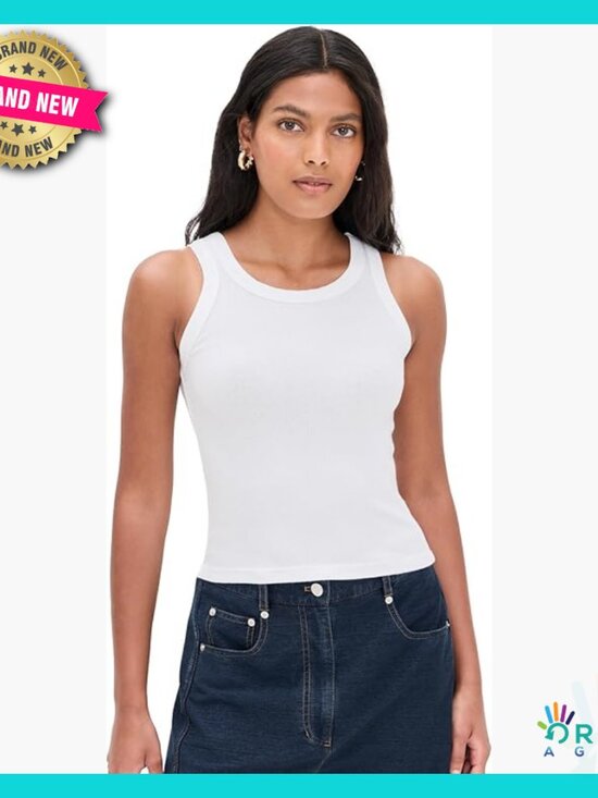 Tops - Ribbed Tank Top Cropped Fit Lightweight Jersey Chic Minimal Casual Formal